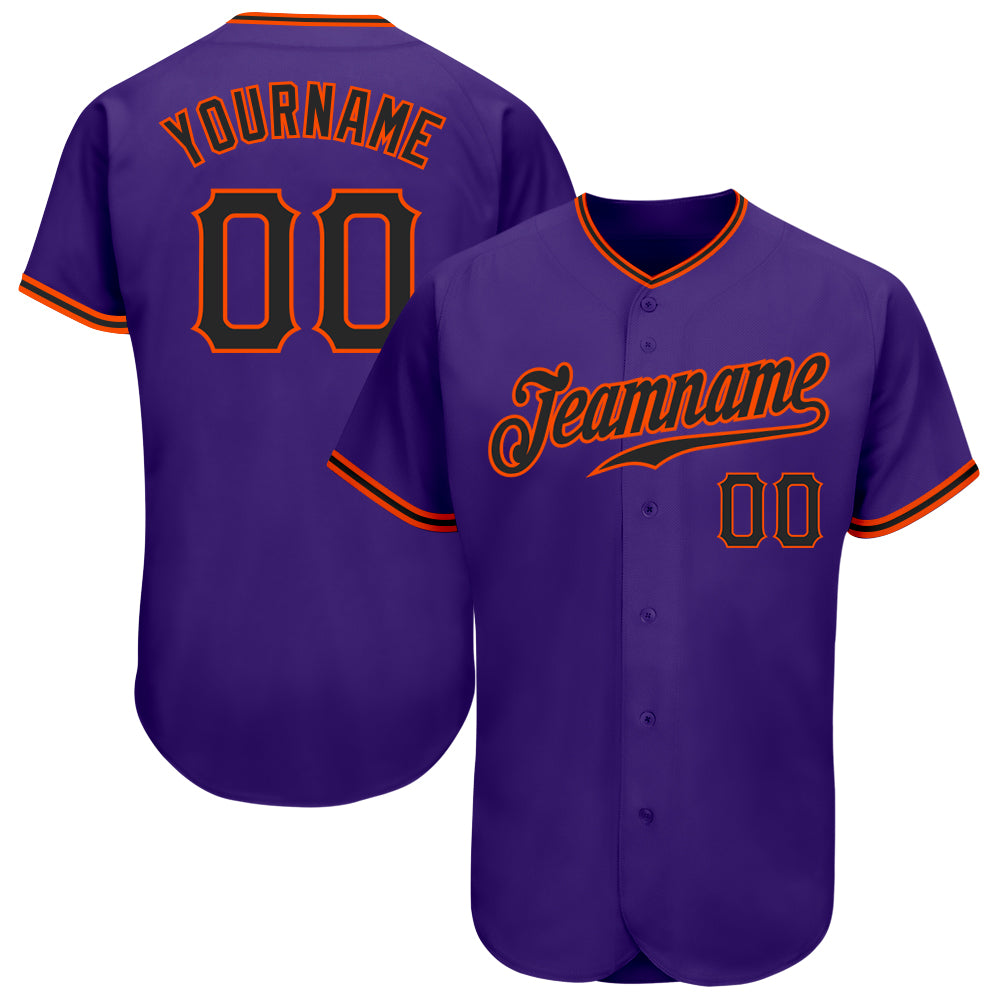 Custom Purple Black-Orange Authentic Baseball Jersey