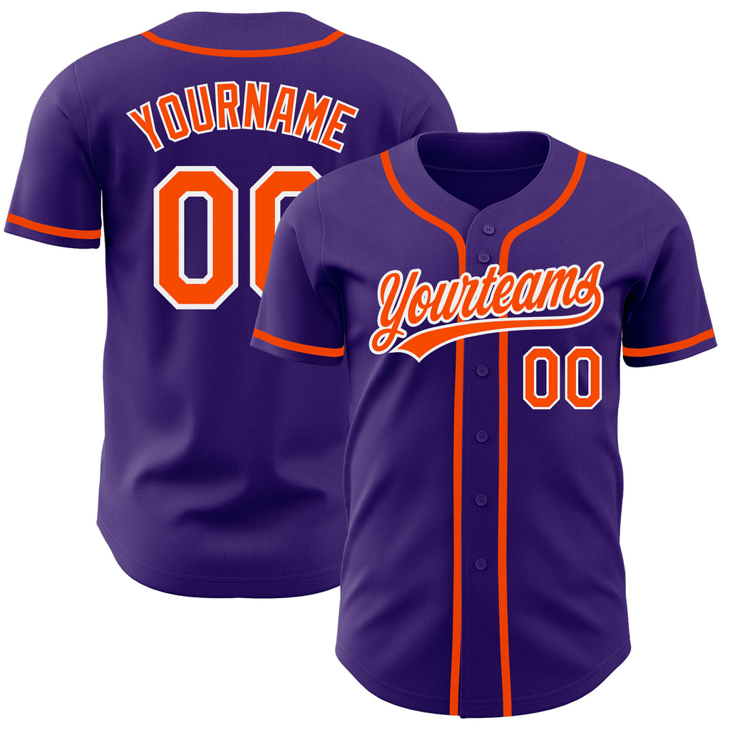 Custom Purple Orange-White Authentic Baseball Jersey