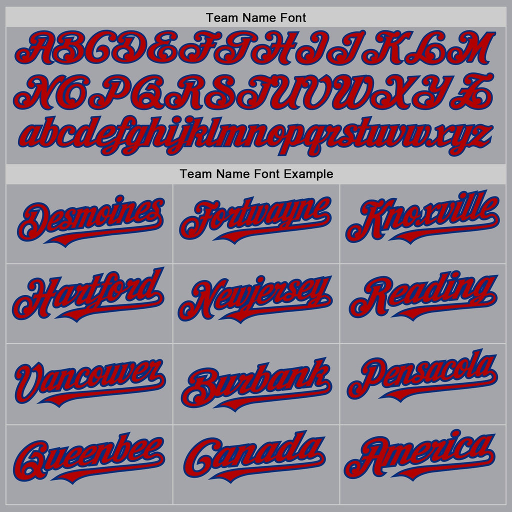 Custom Gray Red-Royal Authentic Raglan Sleeves Baseball Jersey