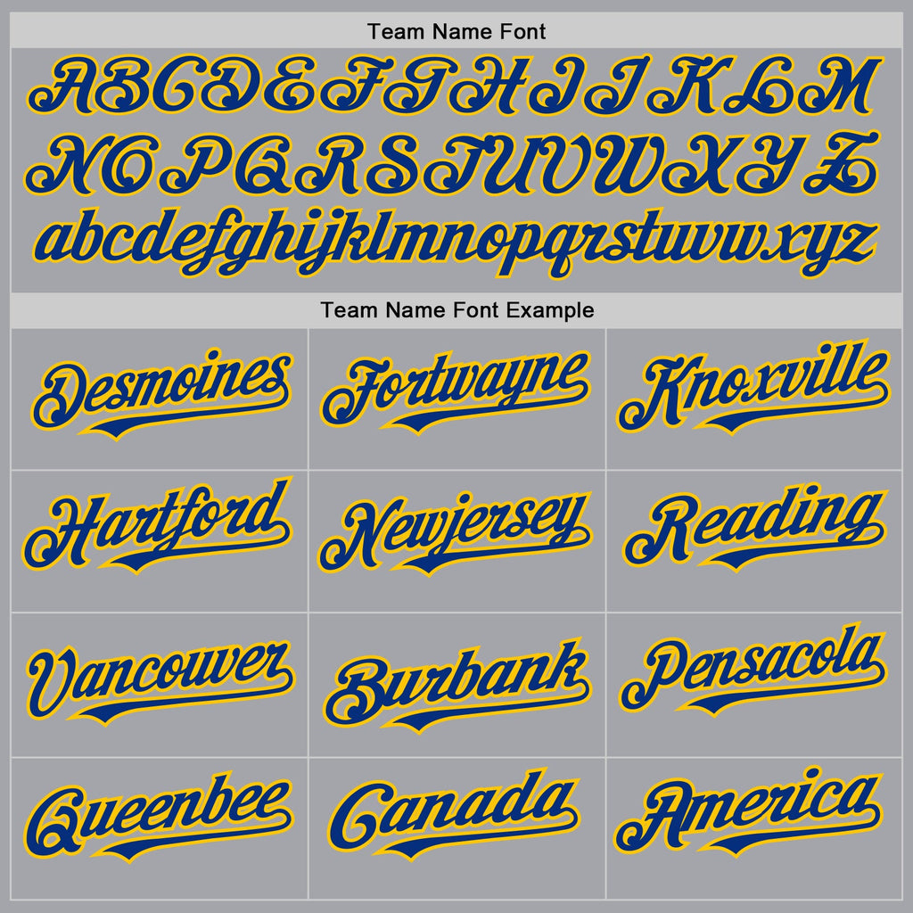 Custom Gray Royal-Yellow Authentic Raglan Sleeves Baseball Jersey