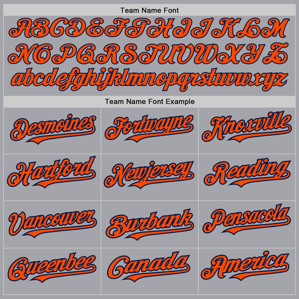 Custom Gray Orange-Navy Authentic Raglan Sleeves Baseball Jersey