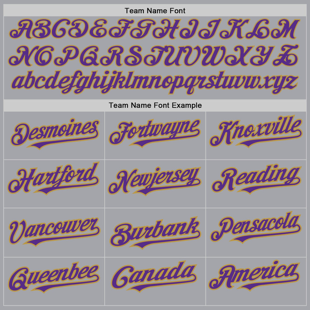 Custom Gray Purple-Old Gold Authentic Raglan Sleeves Baseball Jersey