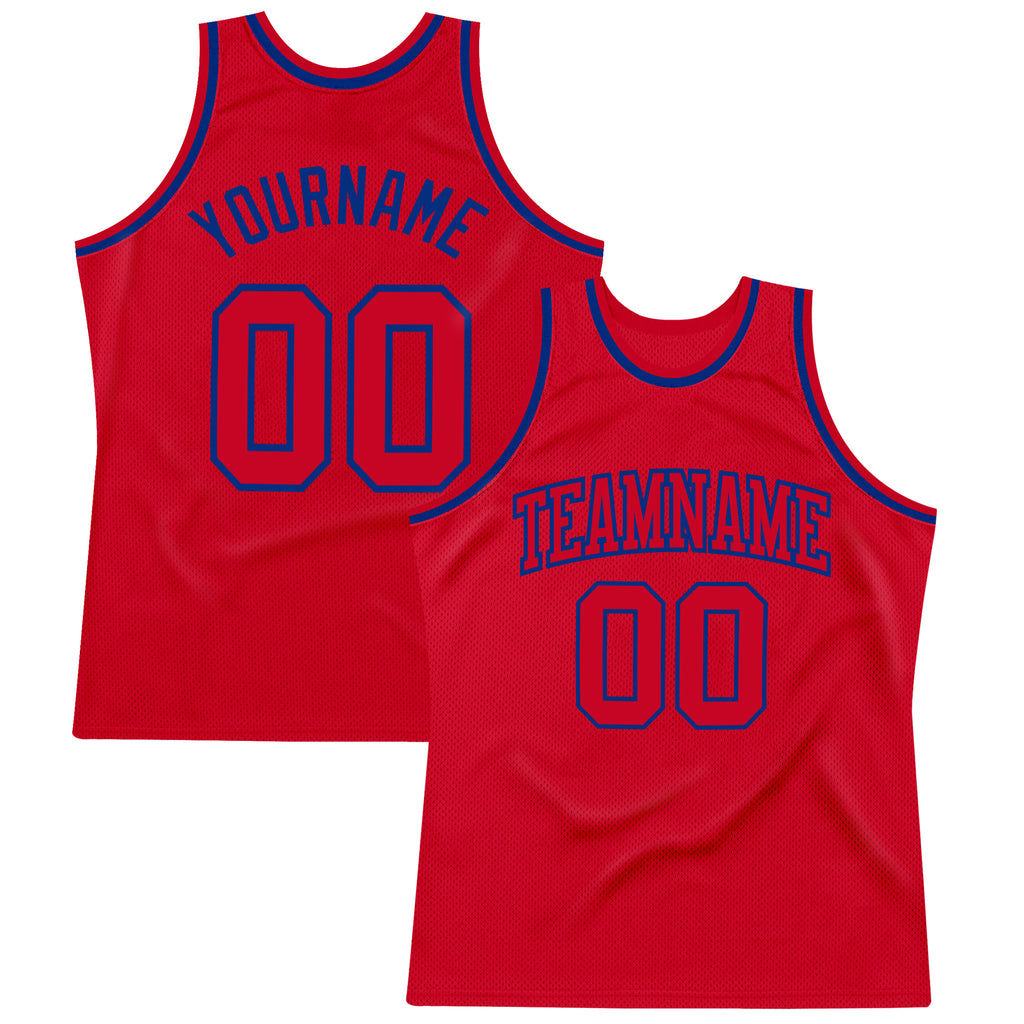 Custom Red Red-Royal Authentic Throwback Basketball Jersey