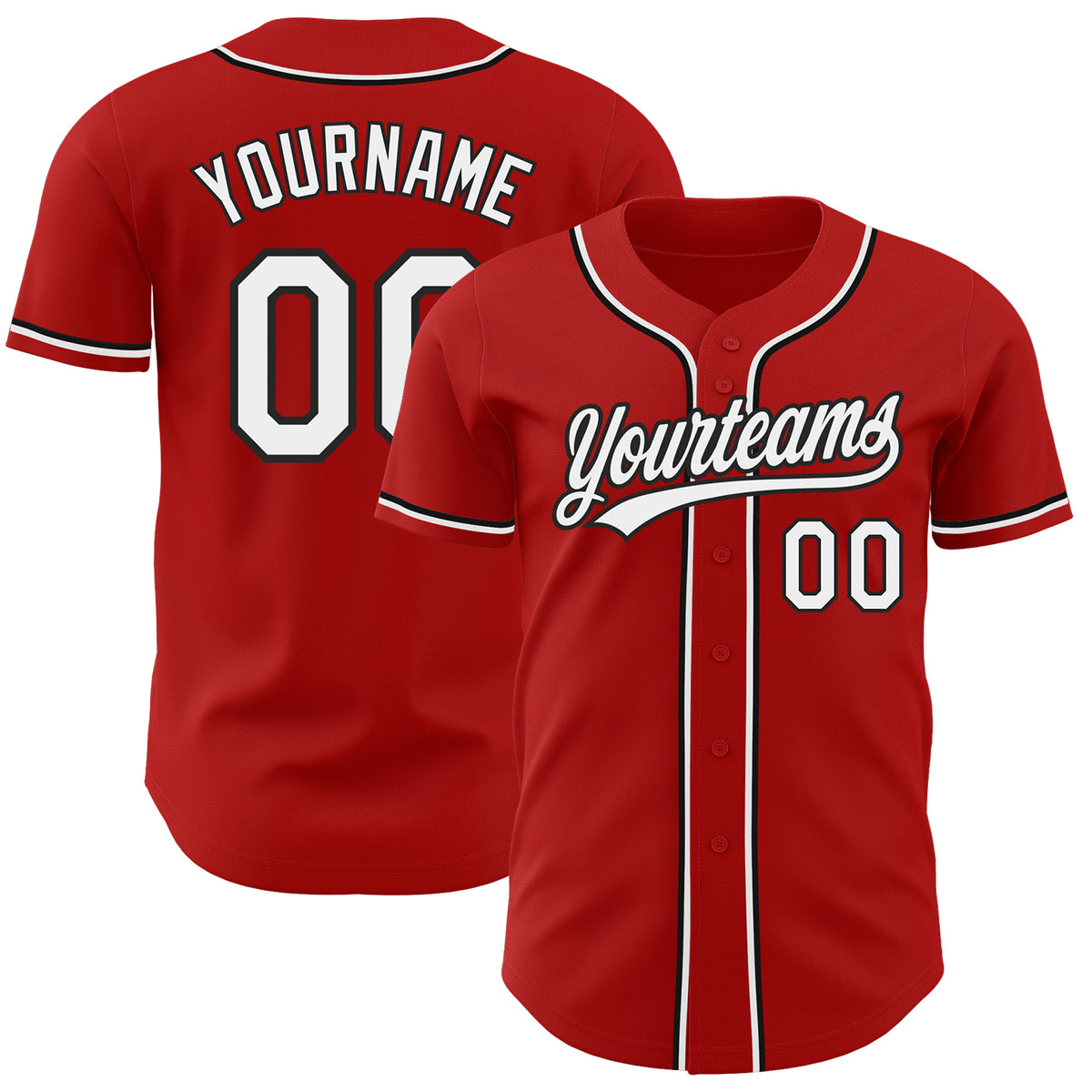 Custom Red White-Black Authentic Baseball Jersey Free Shipping | DIYOJ