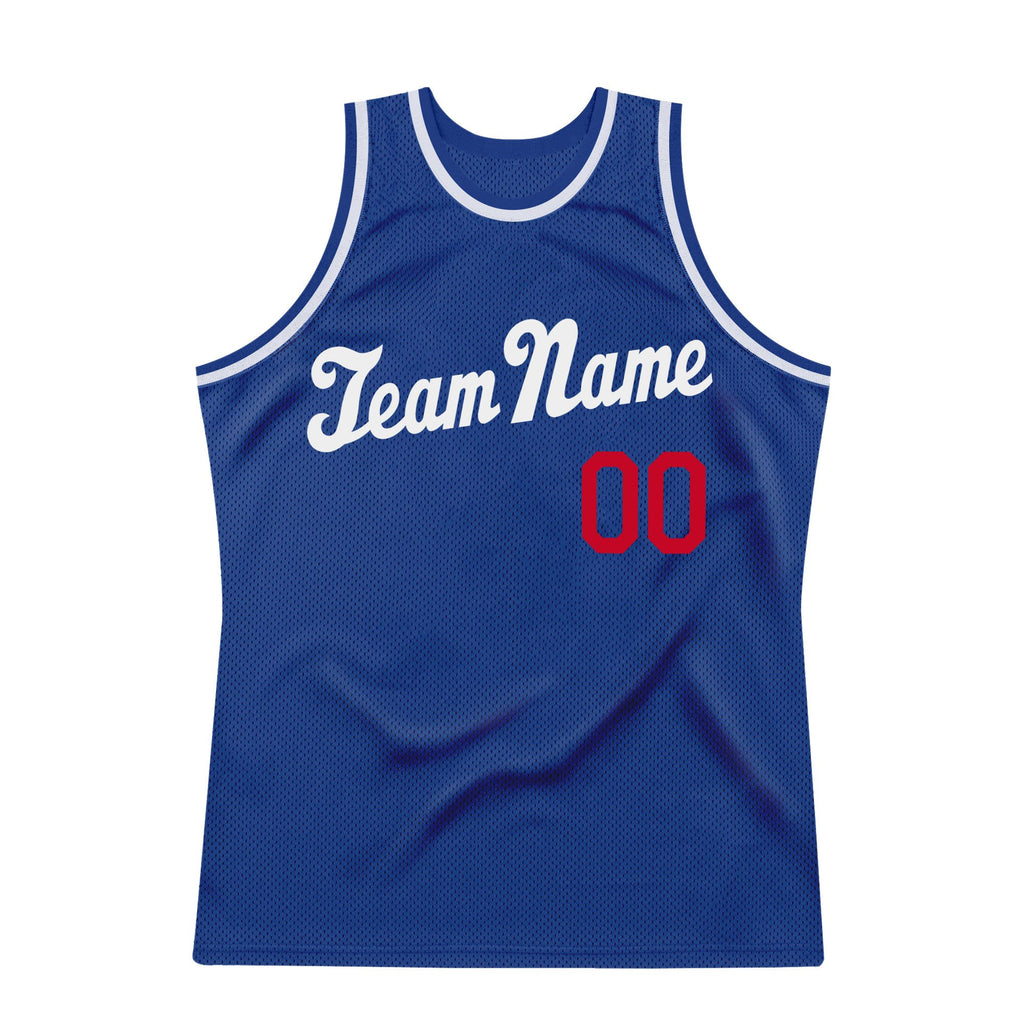 Custom Royal White-Red Authentic Throwback Basketball Jersey