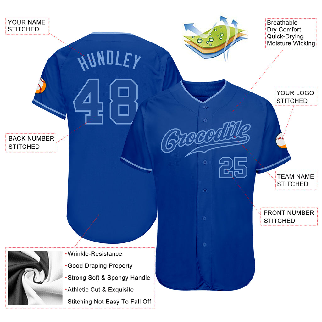 Custom Royal Royal-Light Blue Authentic Baseball Jersey