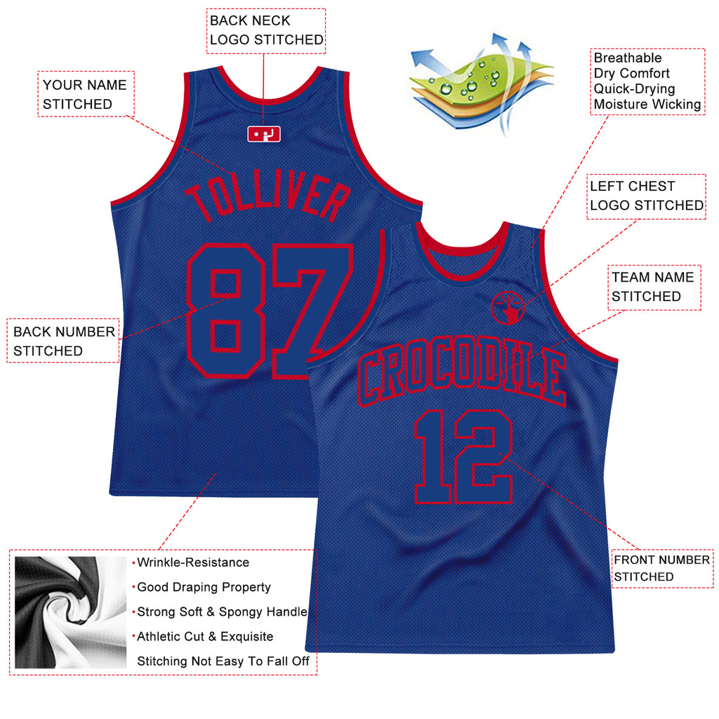 Custom Royal Royal-Red Authentic Throwback Basketball Jersey
