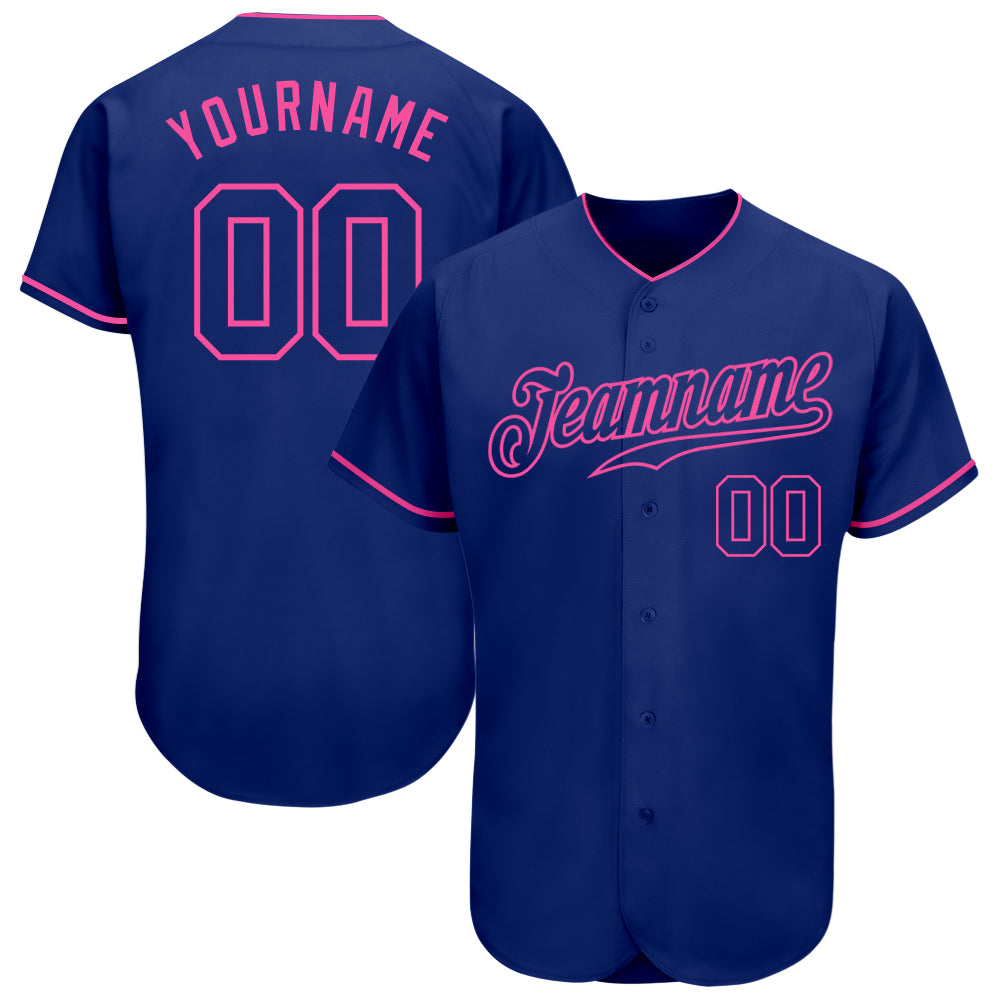 Custom Royal Royal-Pink Authentic Baseball Jersey