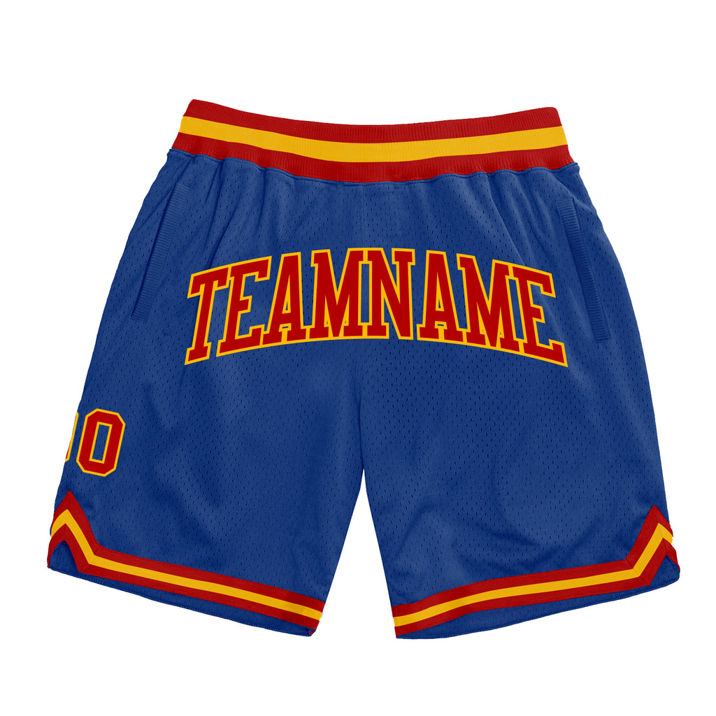 Custom Royal Red-Gold Authentic Throwback Basketball Shorts
