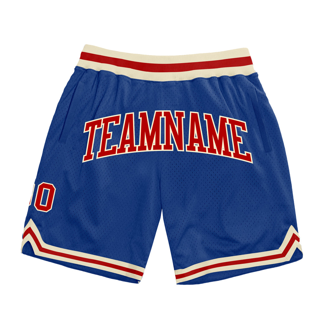 Custom Royal Red-Cream Authentic Throwback Basketball Shorts