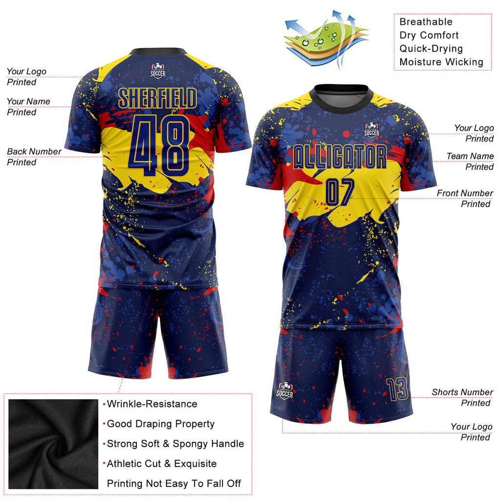 Custom Figure Royal-Gold Sublimation Soccer Uniform Jersey