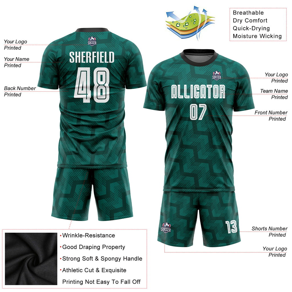 Custom Green White-Black Sublimation Soccer Uniform Jersey