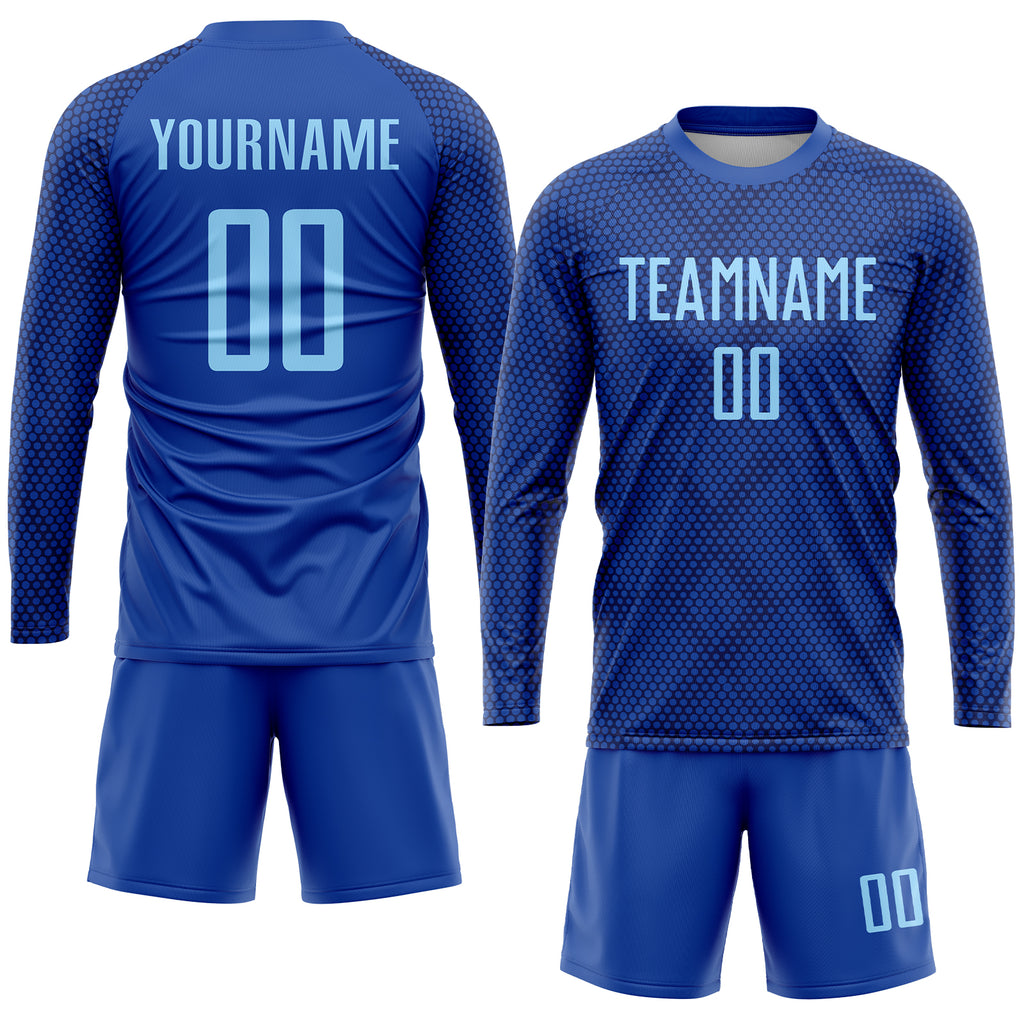 Custom Royal Light Blue Sublimation Soccer Uniform Jersey