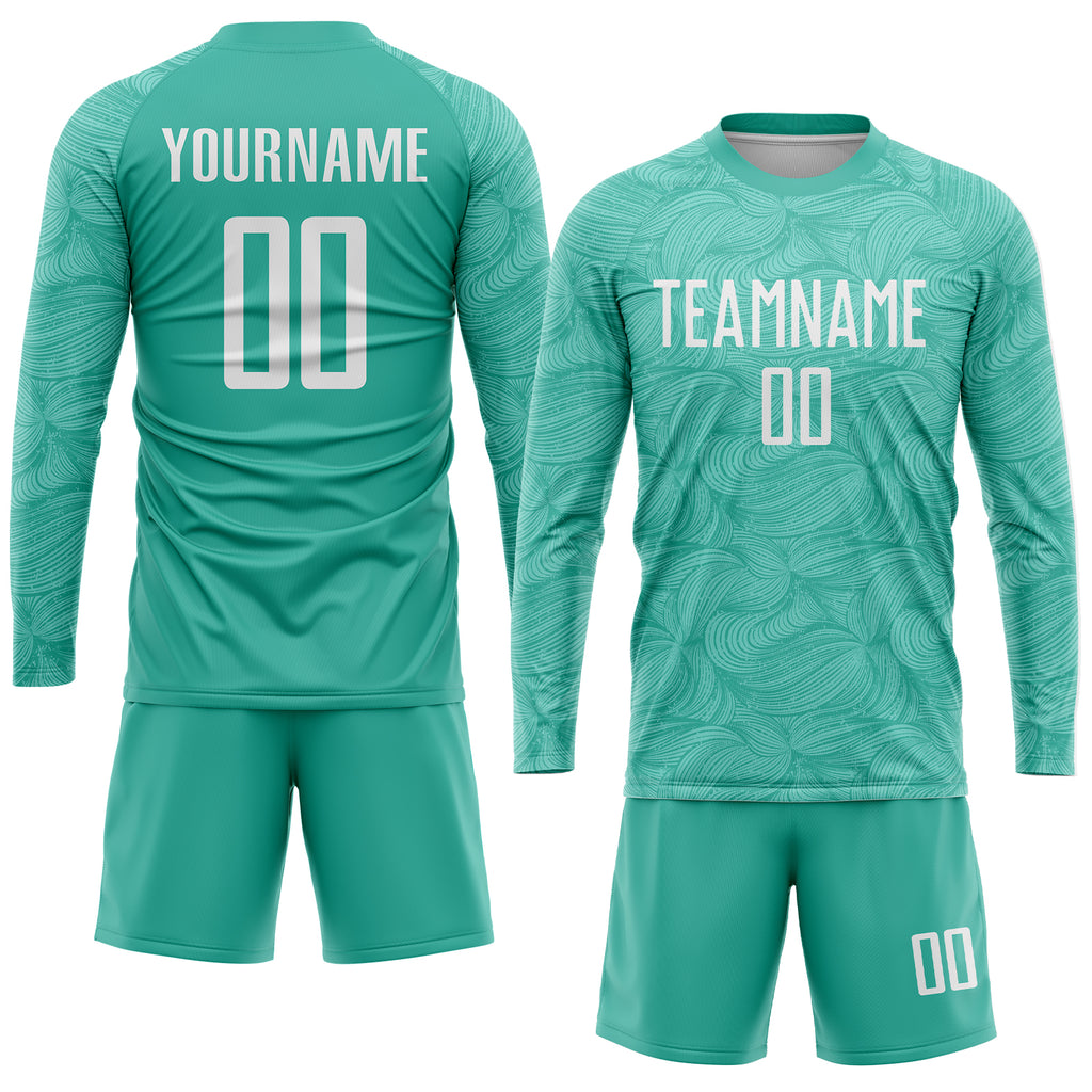 Custom aqua and white sublimation soccer uniform jersey with free shipping2