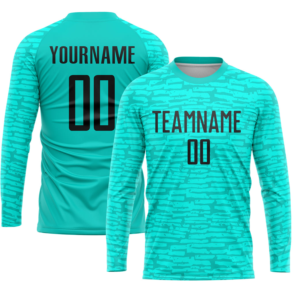 Custom aqua and black sublimation soccer uniform jersey with free shipping0
