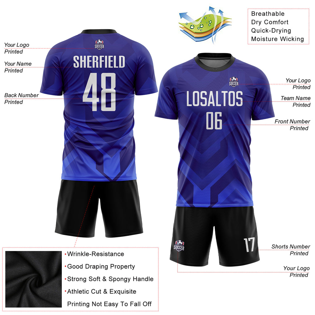 Custom Dark Purple White Royal-Navy Sublimation Soccer Uniform Jersey