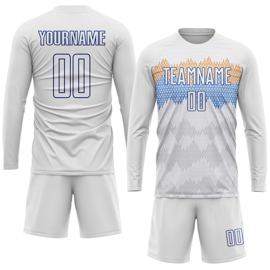 Custom White Royal Sublimation Soccer Uniform Jersey