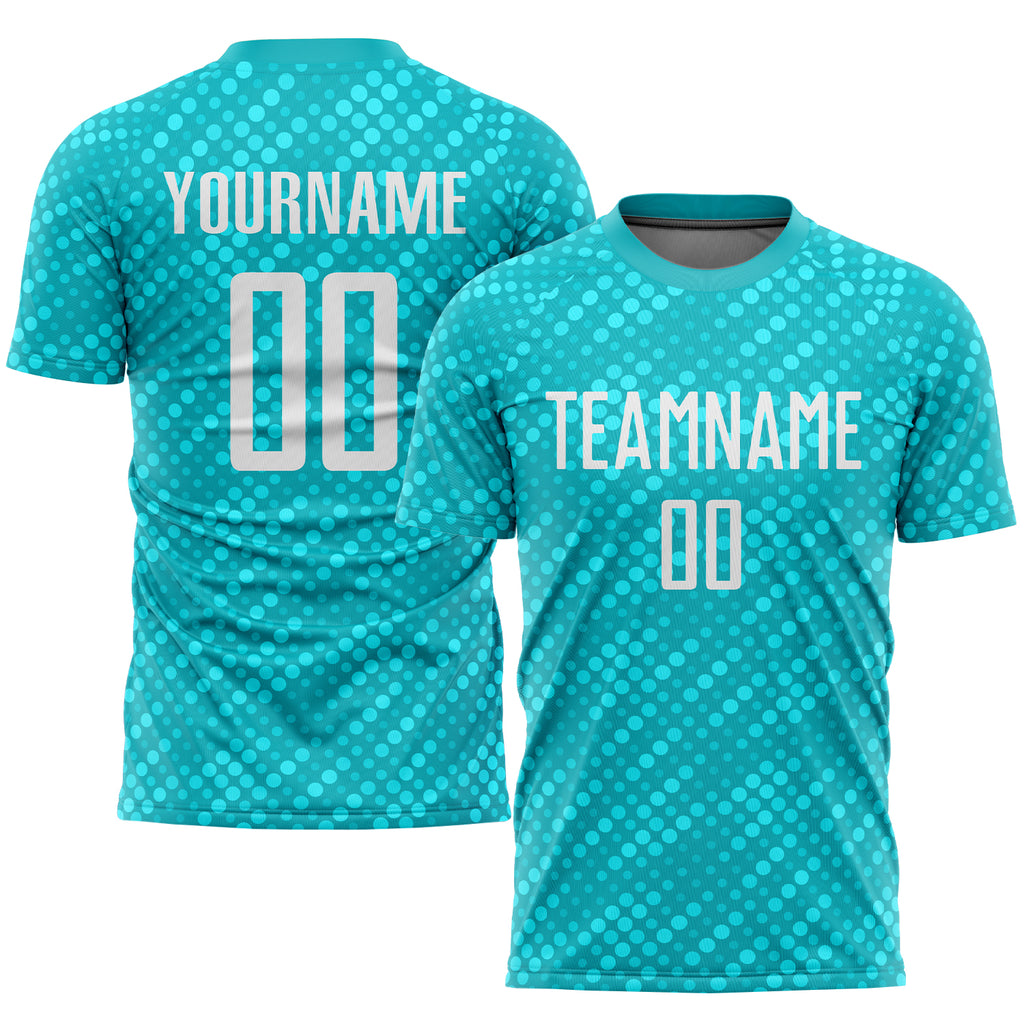 Custom aqua and white sublimation soccer uniform jersey with free shipping0