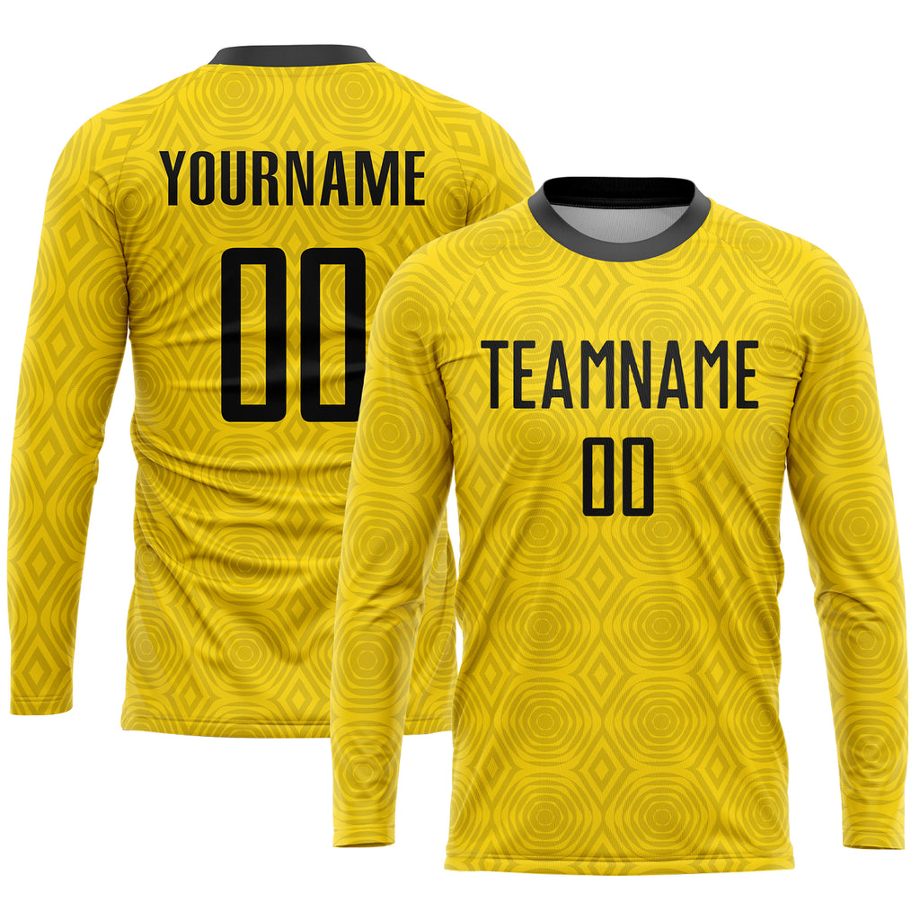 Custom Gold Black Sublimation Soccer Uniform Jersey