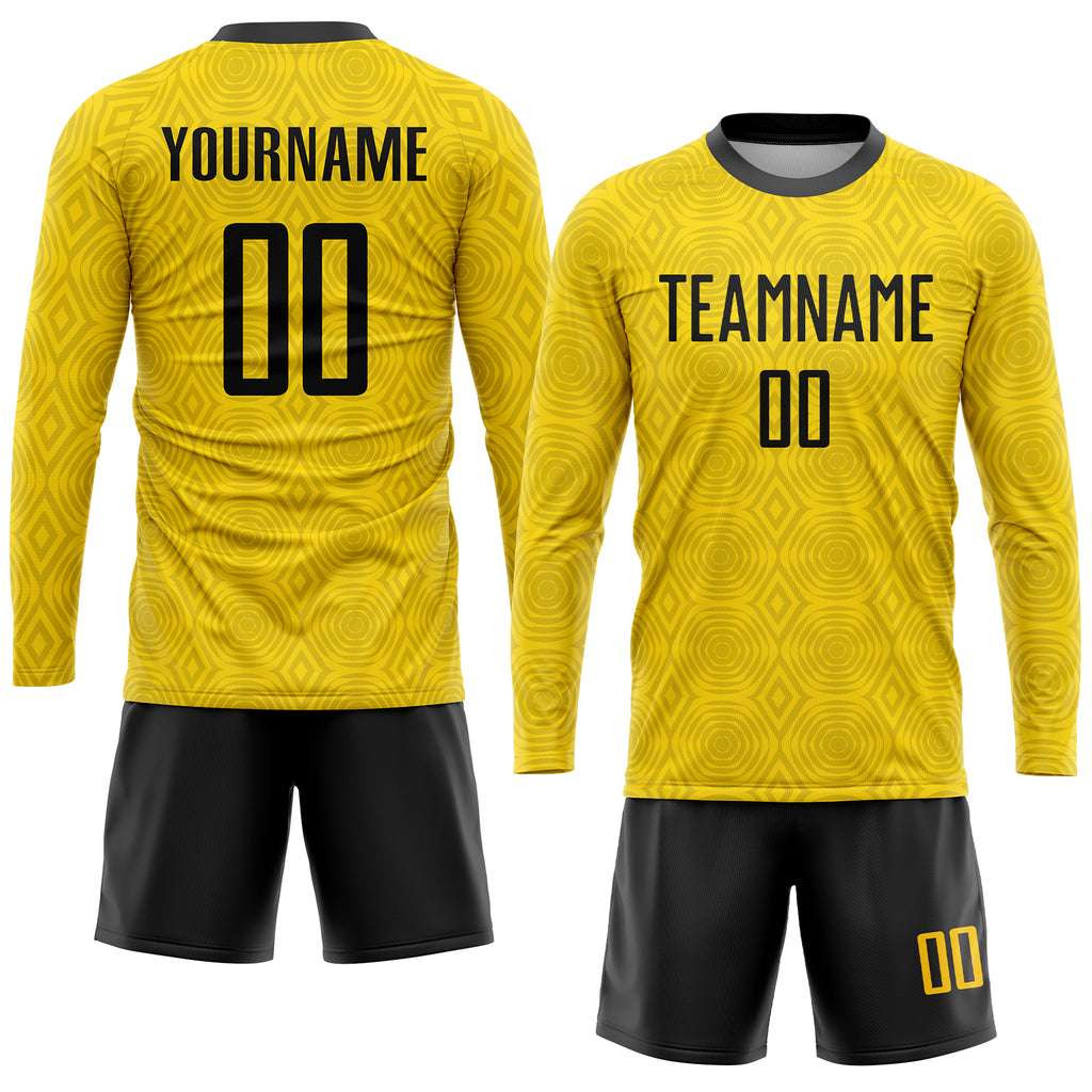 Custom Gold Black Sublimation Soccer Uniform Jersey