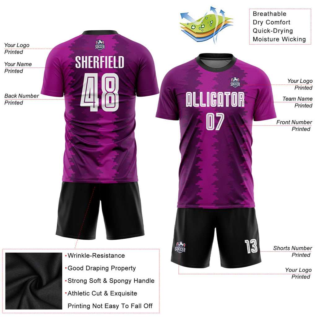 Custom Purple White-Pink Sublimation Soccer Uniform Jersey