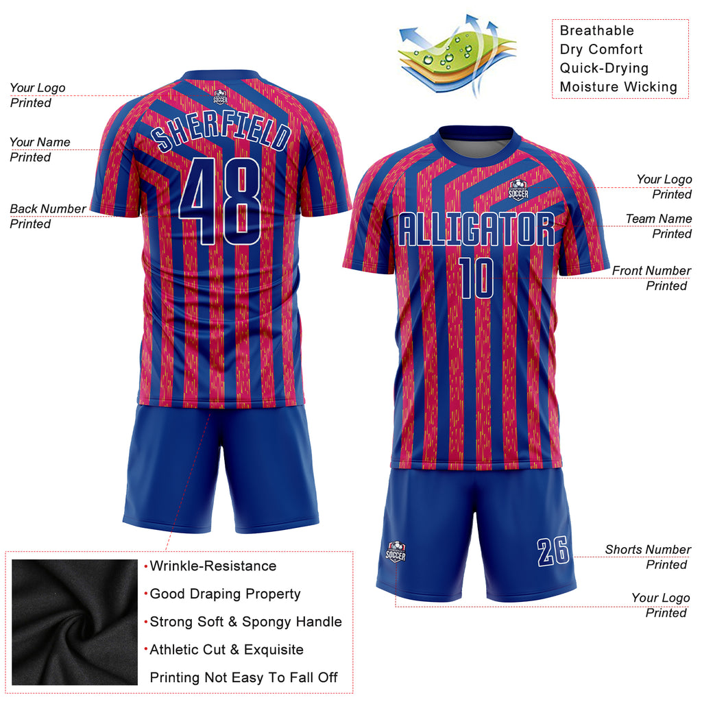 Custom Red Royal-White Sublimation Soccer Uniform Jersey