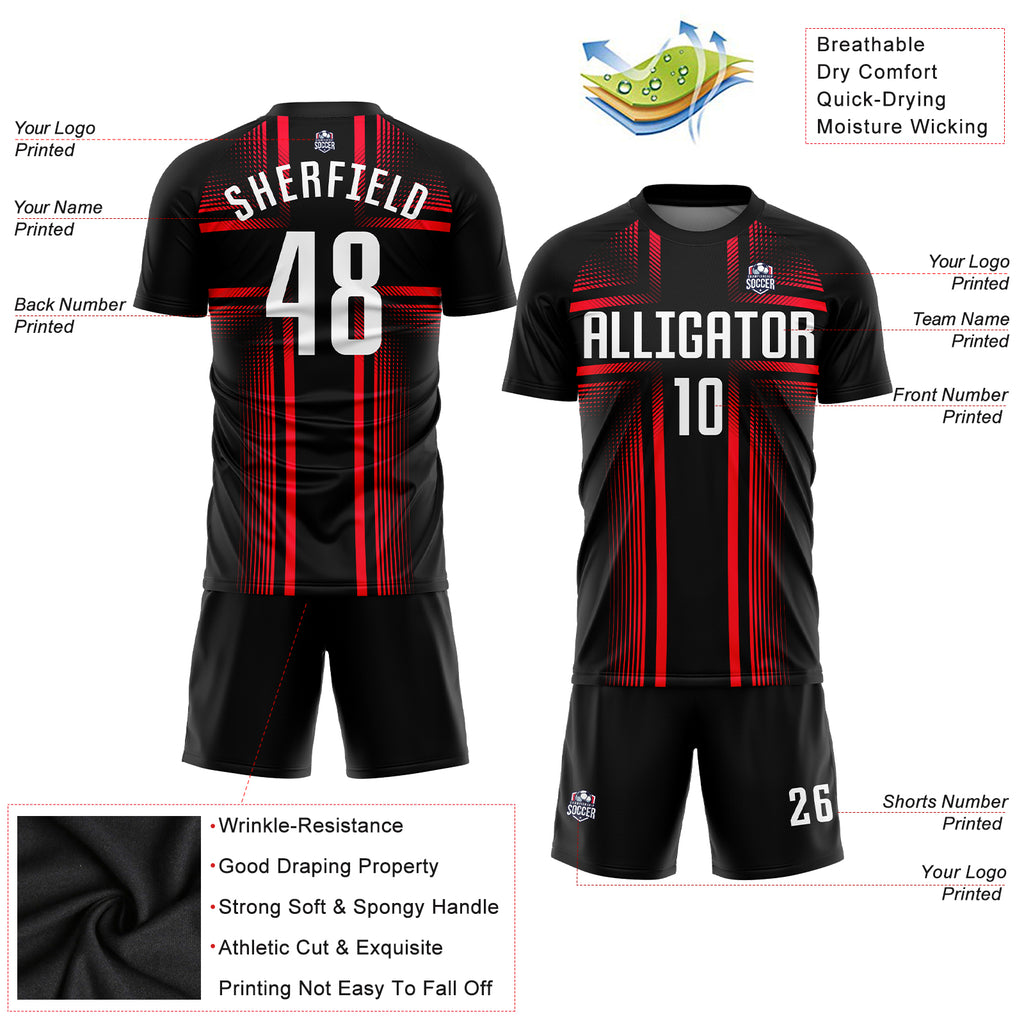 Custom Black White-Hot Pink Sublimation Soccer Uniform Jersey