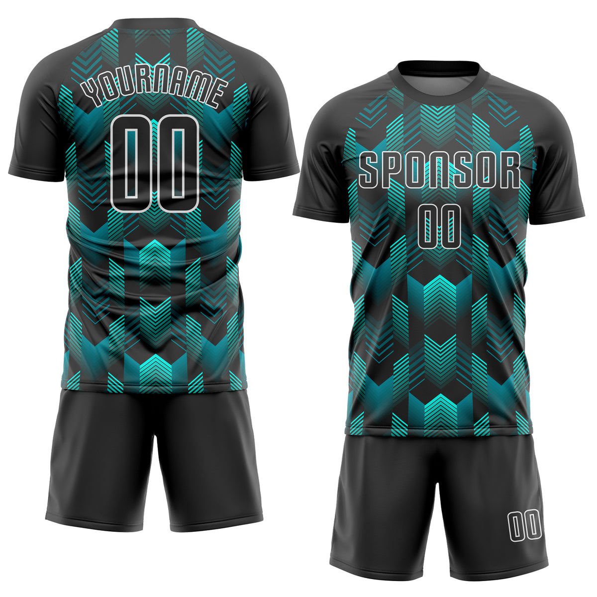 Custom Black Black-Teal Sublimation Soccer Uniform Jersey Free Shipping ...