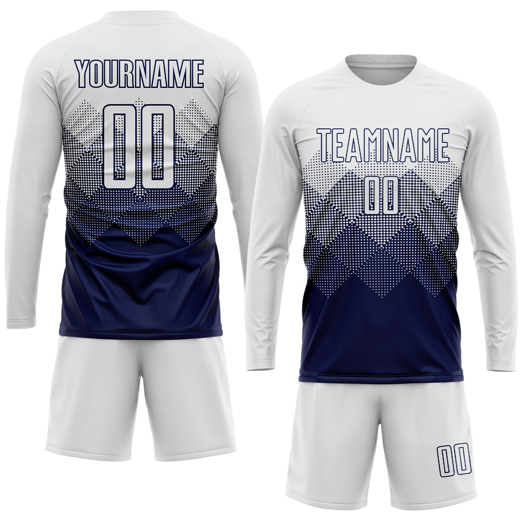 Custom Navy White Sublimation Soccer Uniform Jersey
