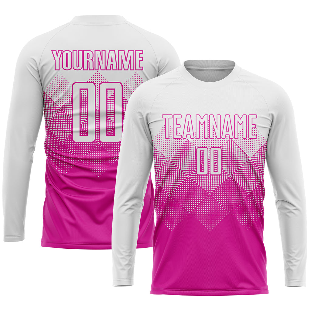 Custom Deep Pink White Sublimation Soccer Uniform Jersey