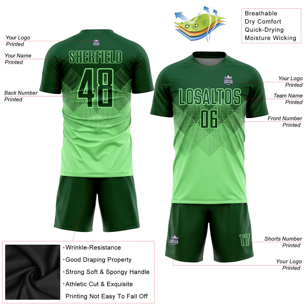 Custom Pea Green Green Sublimation Soccer Uniform Jersey
