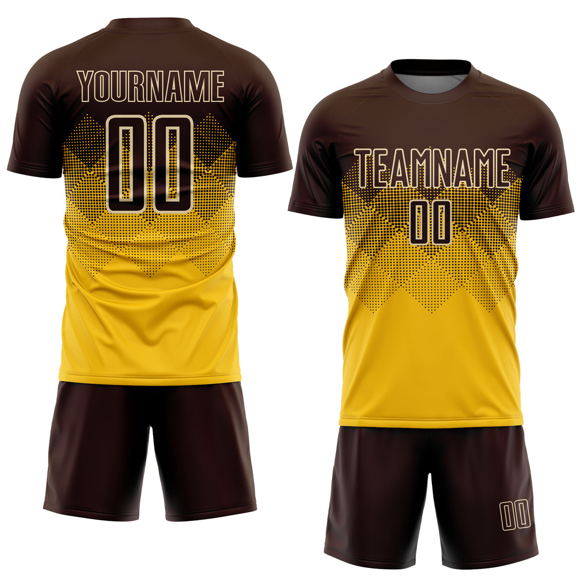 Custom Gold Brown-Cream Sublimation Soccer Uniform Jersey Free Shipping ...