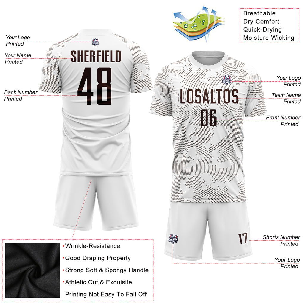 Custom White Brown Sublimation Soccer Uniform Jersey
