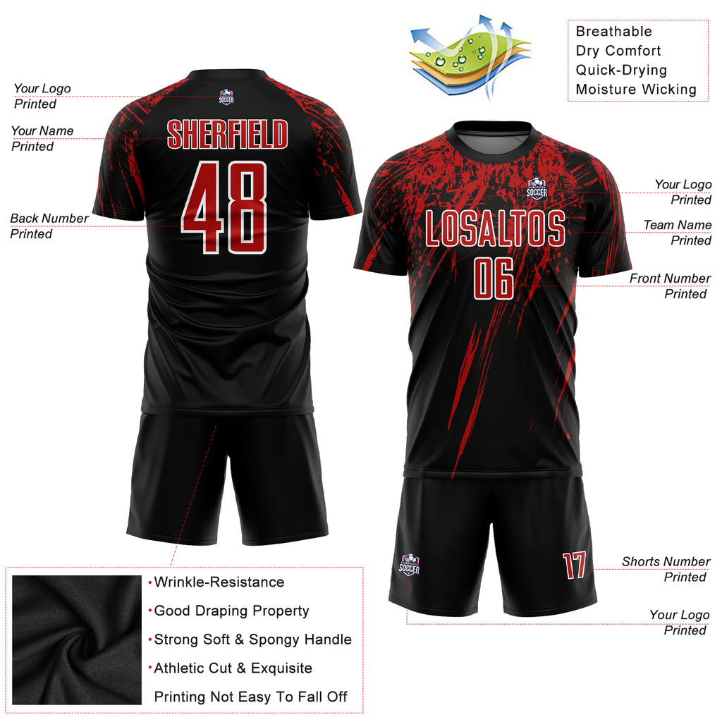 Custom Black Red-White Sublimation Soccer Uniform Jersey