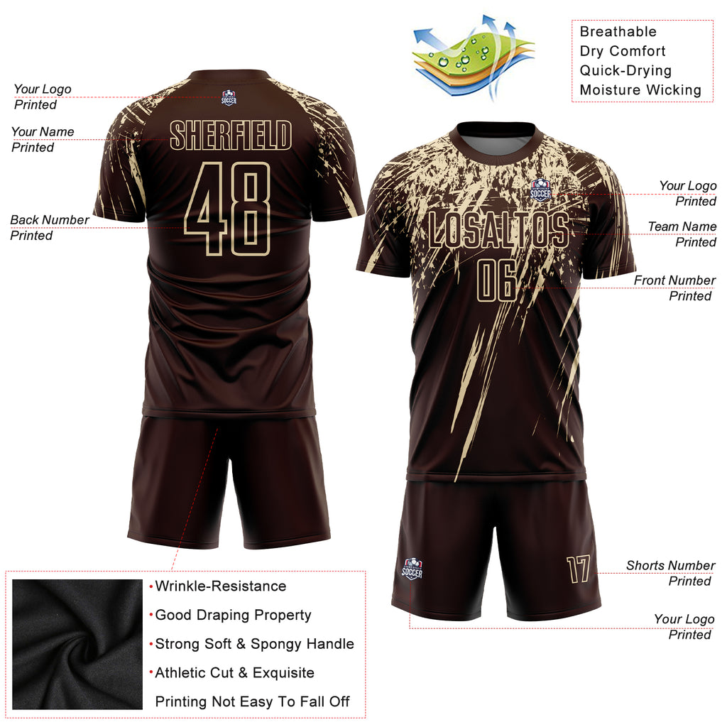 Custom Brown Cream Sublimation Soccer Uniform Jersey