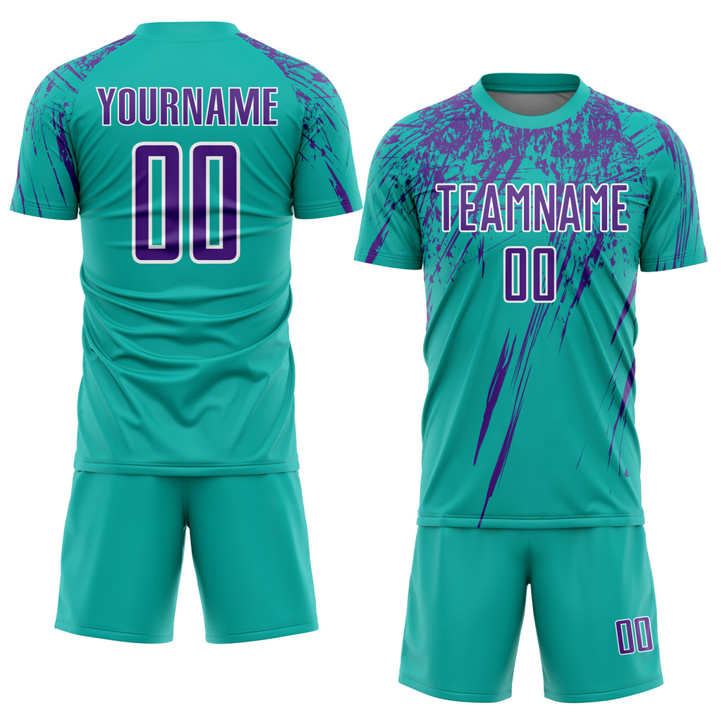 Custom aqua purple-white sublimation soccer uniform jersey with free shipping3