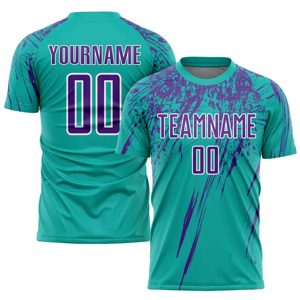 Custom aqua purple-white sublimation soccer uniform jersey with free shipping4