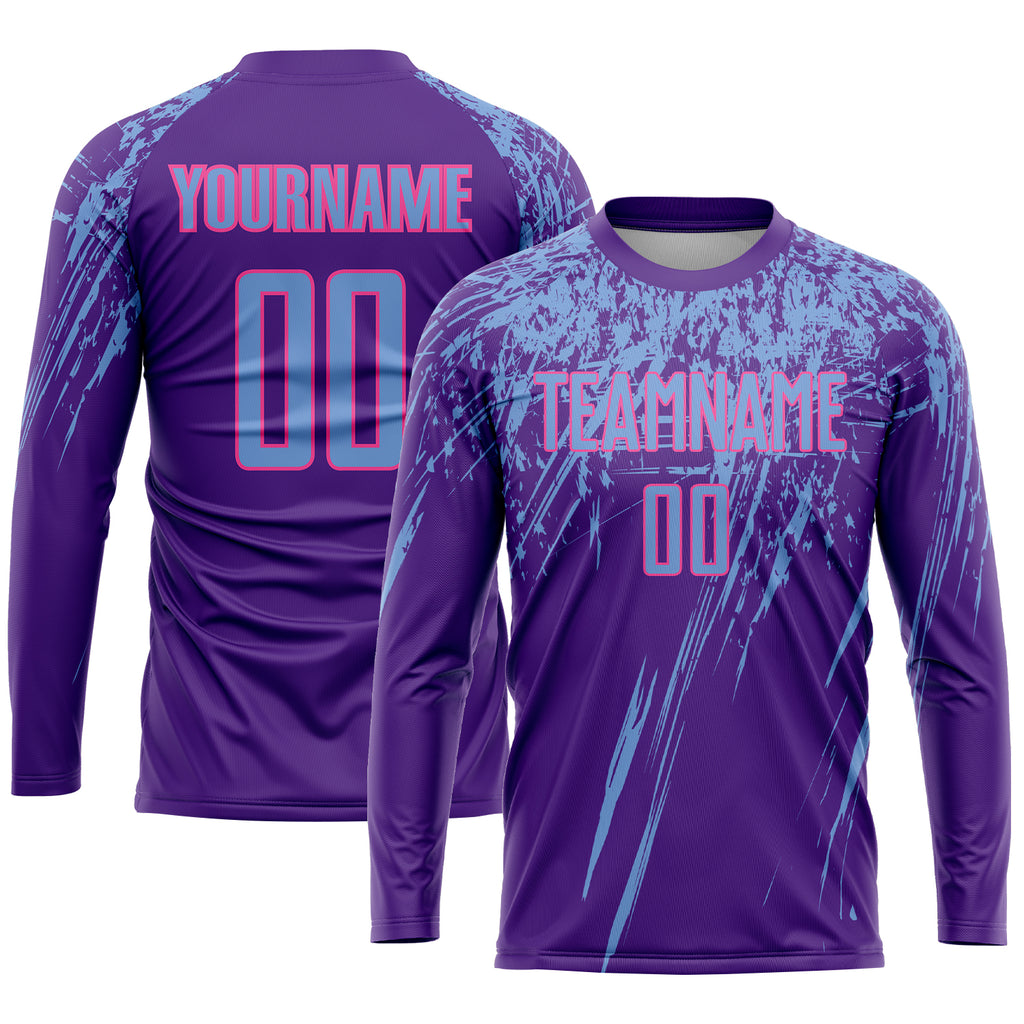 Custom Purple Light Blue-Pink Sublimation Soccer Uniform Jersey