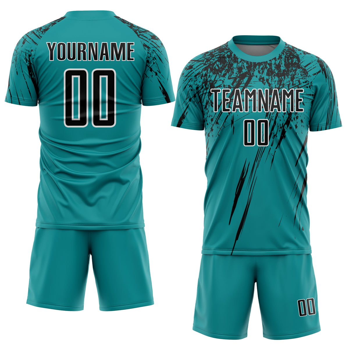 Custom Teal Black-White Sublimation Soccer Uniform Jersey Free Shipping ...