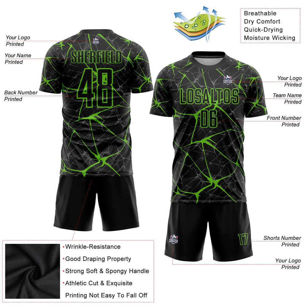 Custom Black Aurora Green Sublimation Soccer Uniform Jersey