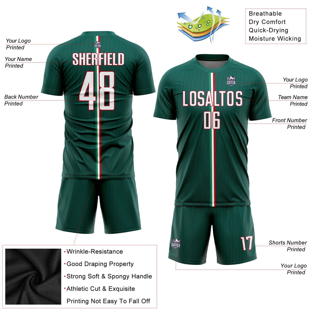 Custom Green White-Red Sublimation Mexico Soccer Uniform Jersey