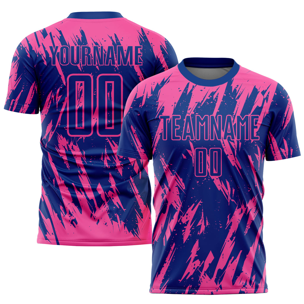 Custom Pink Royal Sublimation Soccer Uniform Jersey