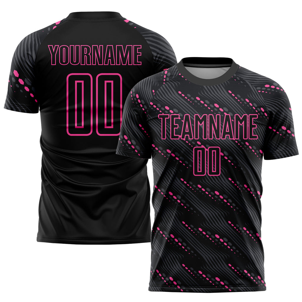 Custom Black Pink Sublimation Soccer Uniform Jersey