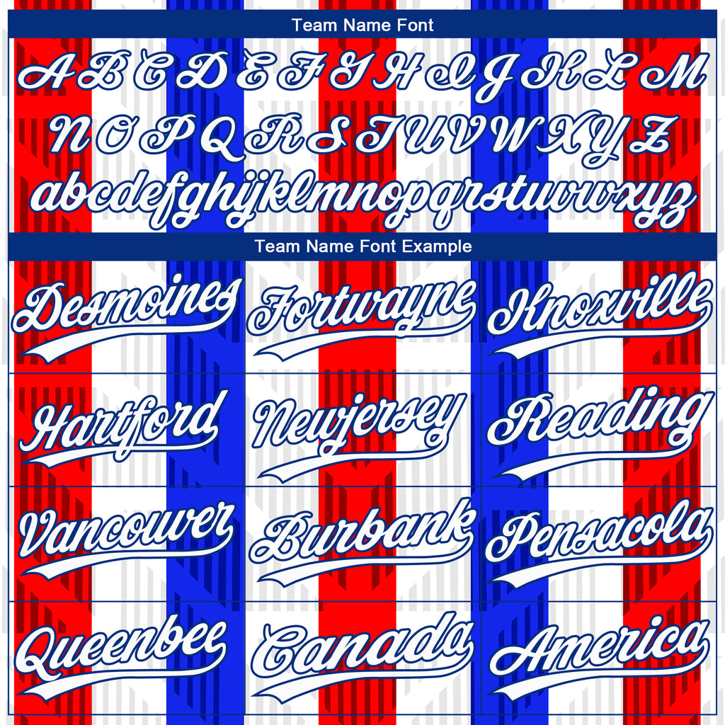 Custom Red White-Royal 3D Pattern Two-Button Unisex Softball Jersey