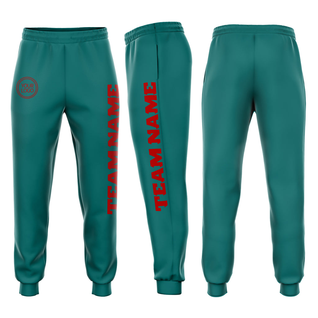 Custom aqua red fleece jogger sweatpants with free shipping0