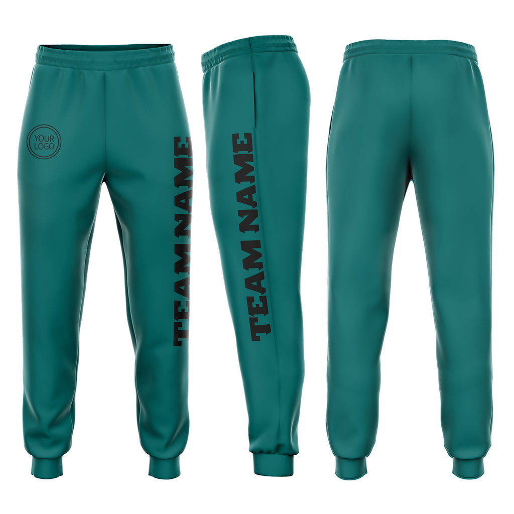 Custom aqua and black fleece jogger sweatpants with free shipping0
