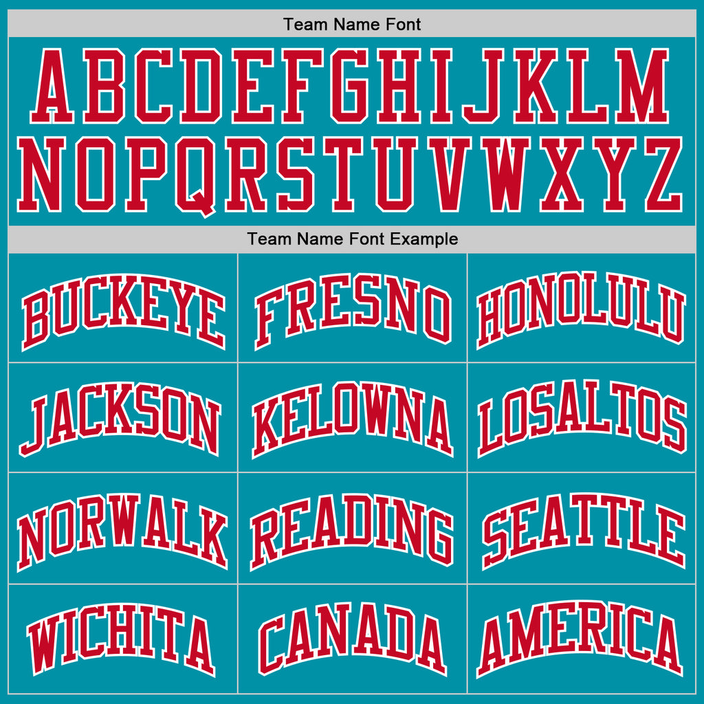 Custom Teal Red-White Authentic Throwback Basketball Jersey