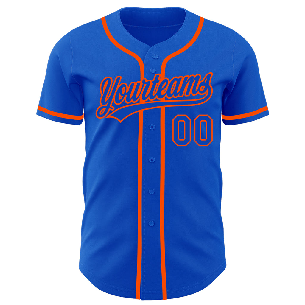 Custom Thunder Blue Orange Authentic Baseball Jersey