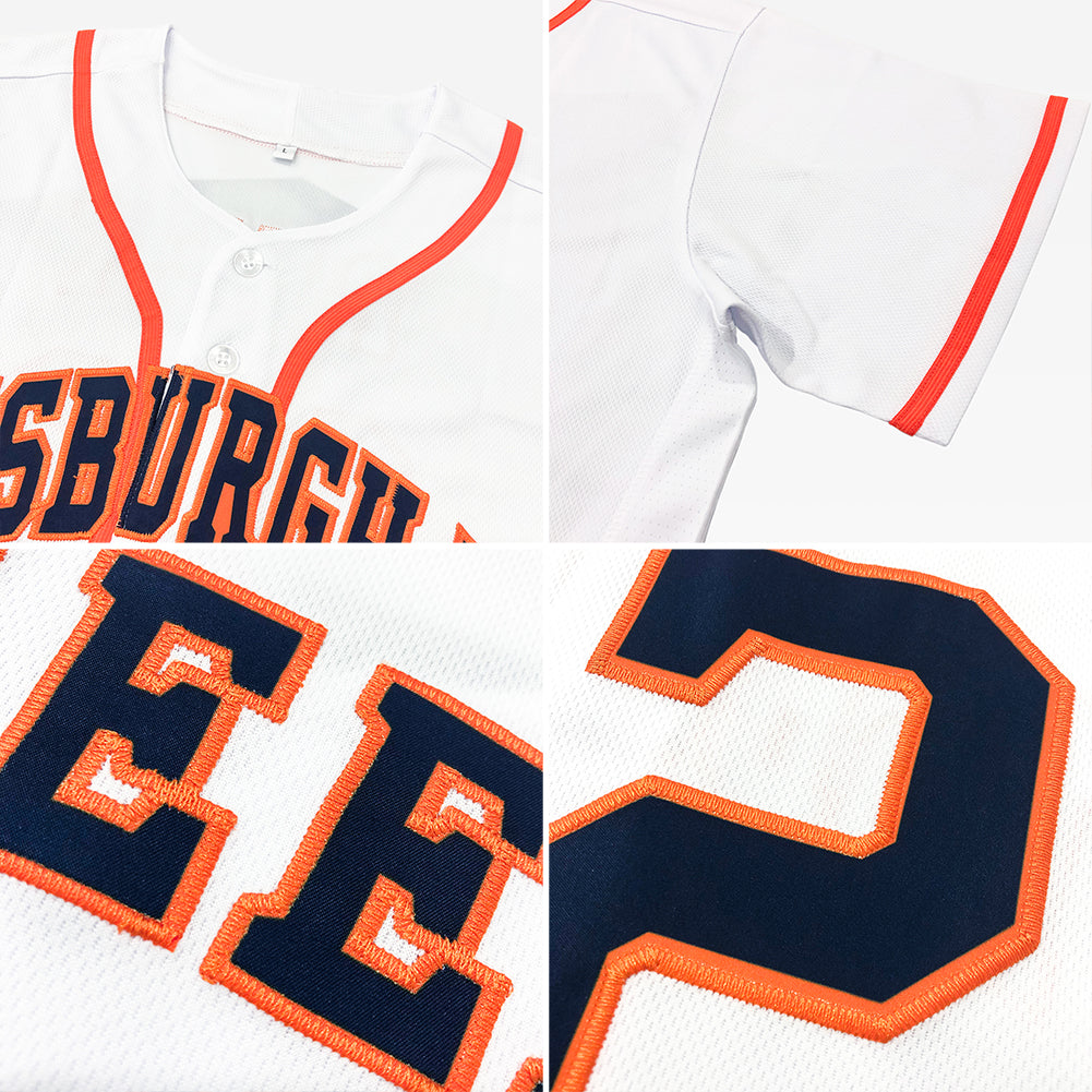 Custom White Orange-Gray Authentic Baseball Jersey