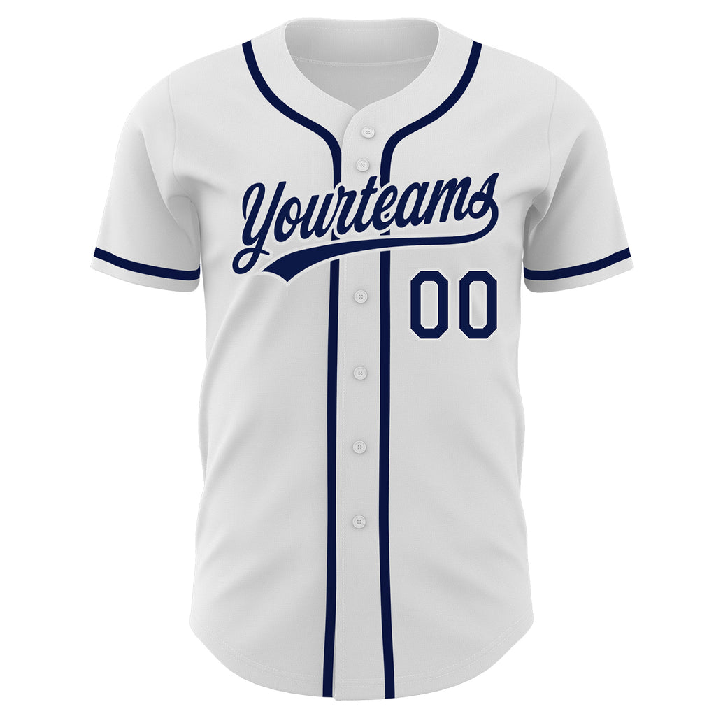 Custom White Navy Authentic Baseball Jersey
